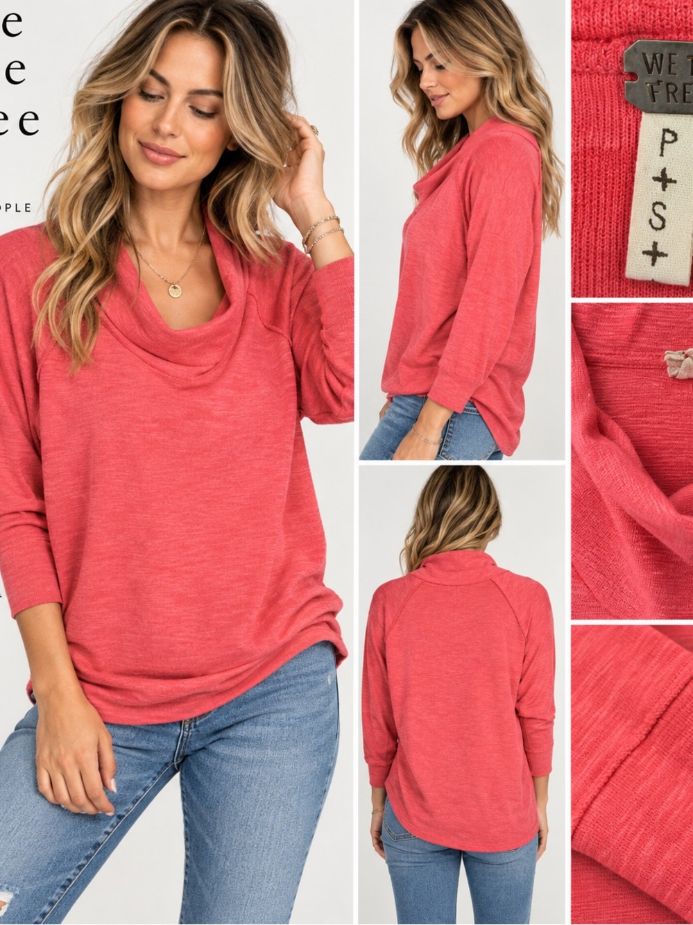 We the Free Women's Coral Cowl Neck Sweater size PS